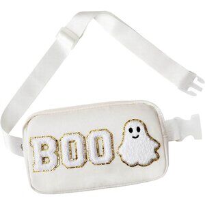 Women's Beige Ghost Purse Cute Spooky Gothic Boo Letter Halloween Cross Body Bag